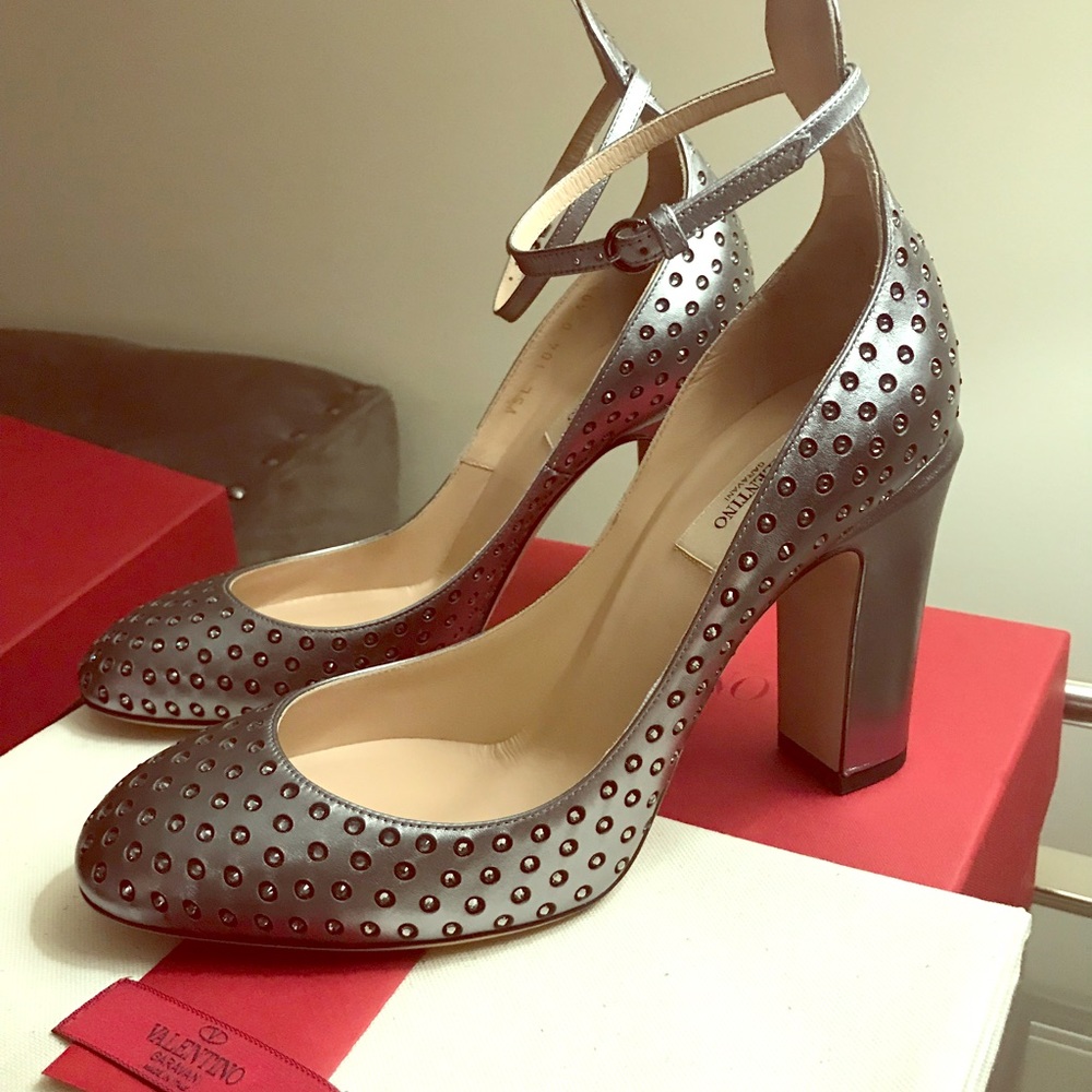 ✨VALENTINO❤️✨Metallic Leather & Cristal Pump NEW!!